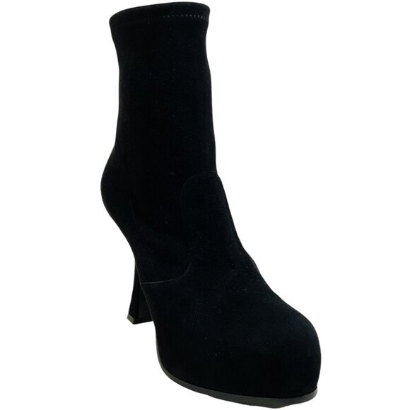 Casadei Black Suede Platform Booties - Picture 1 of 8